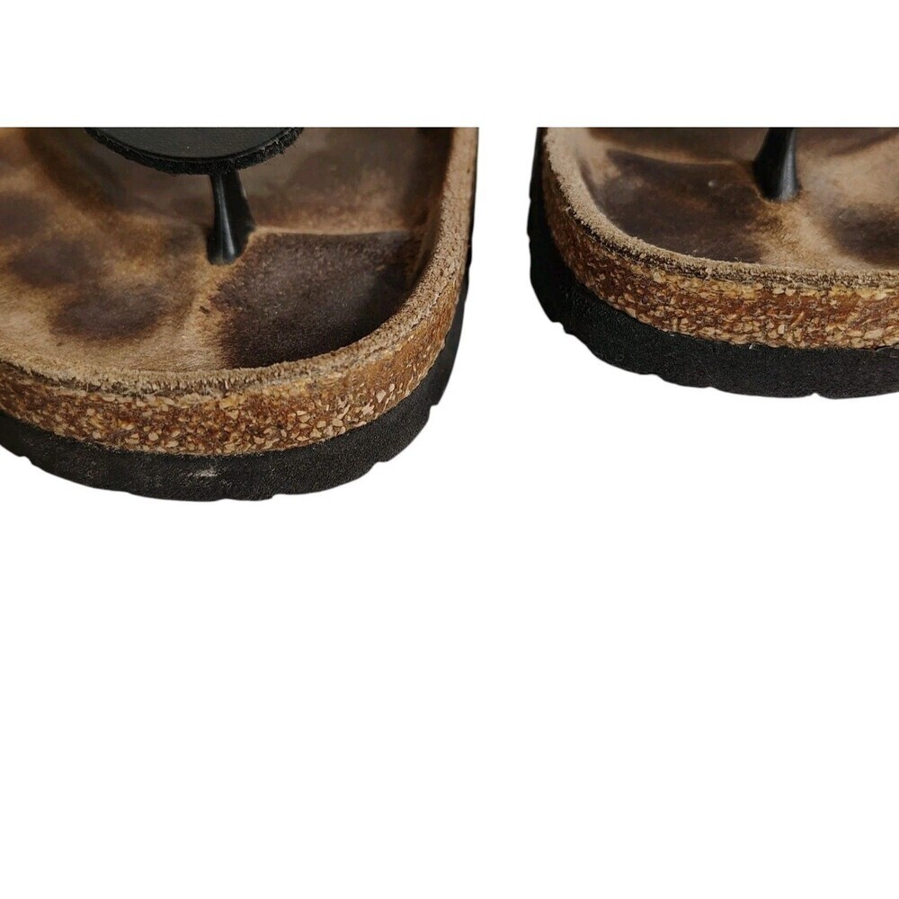 Birkenstock Gizeh Black Leather Sandals Size 39 (US 8–8.5) Cork Footbed Thong - Picture 7 of 8